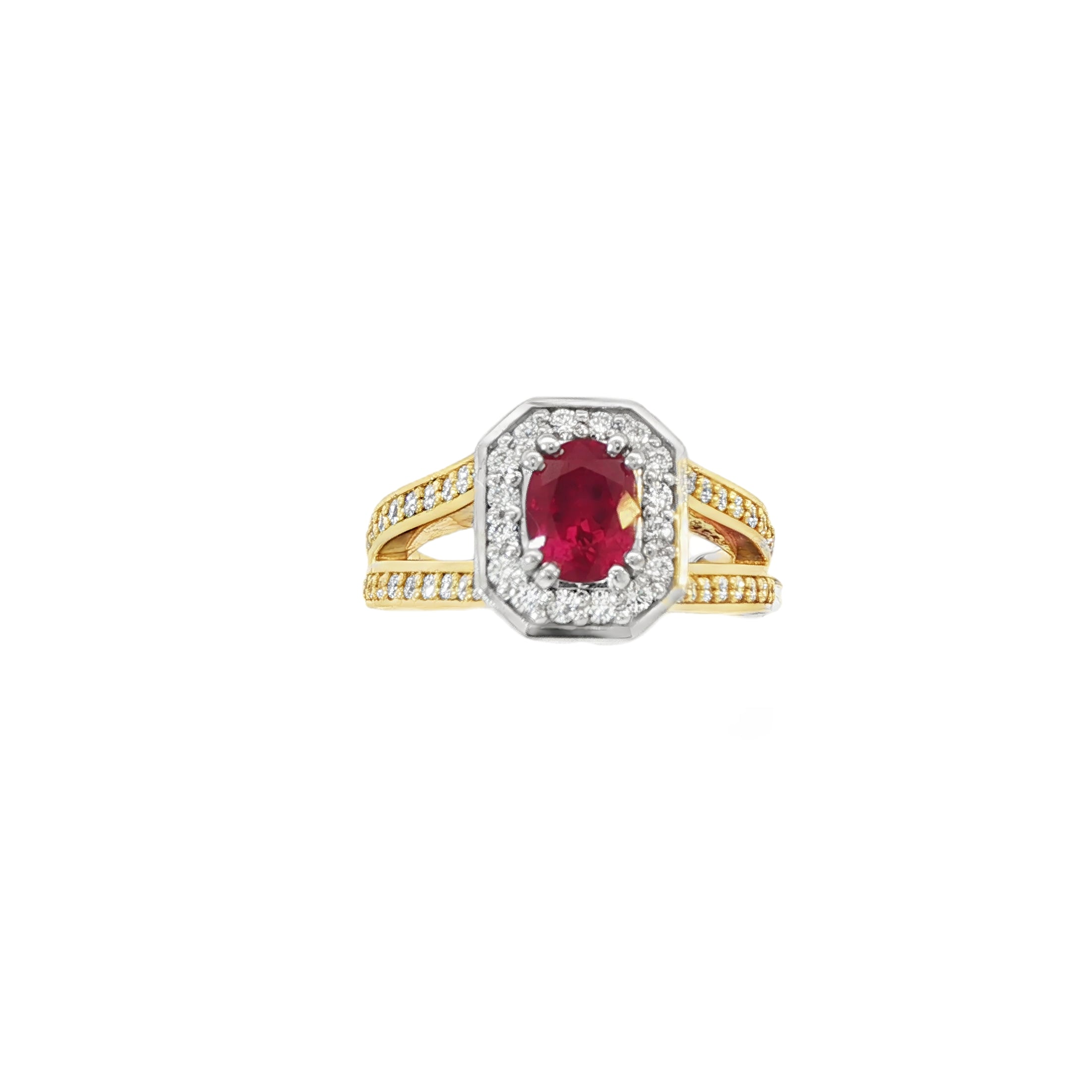 18ct Yellow Gold Ruby and Diamond Ring
