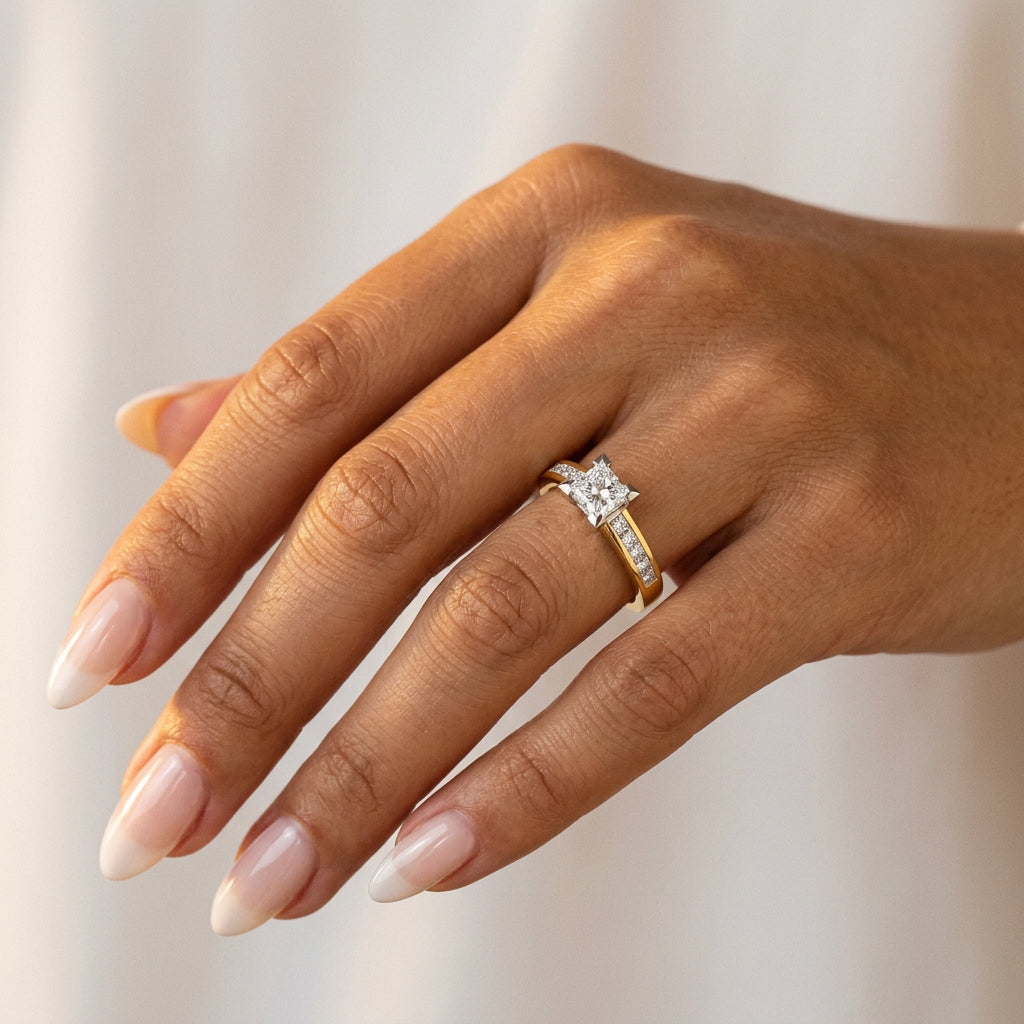9ct Yellow Gold Princess Cut Diamond Ring