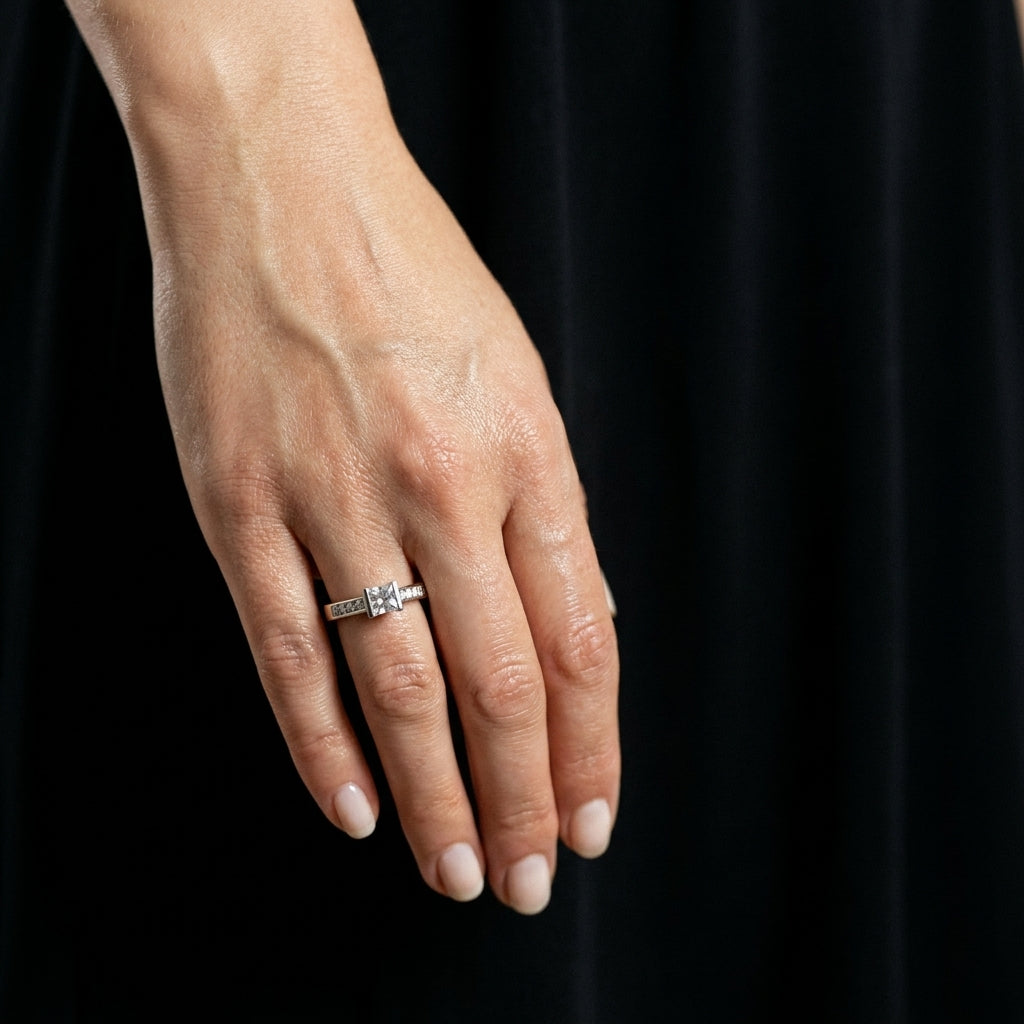 18ct Yellow & White Gold Princess Cut Diamond Ring