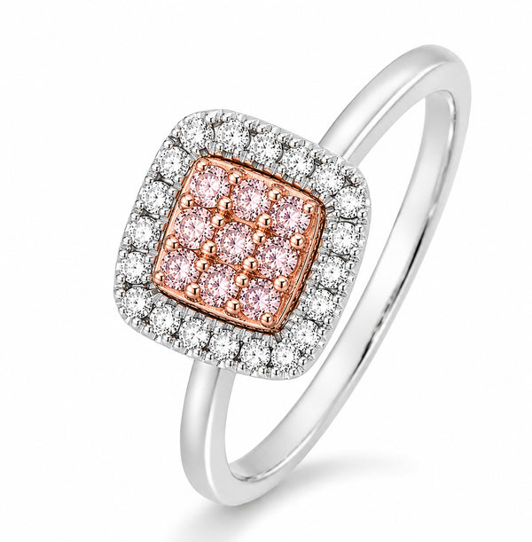 18ct White & Rose Gold Pink Diamond Ring
