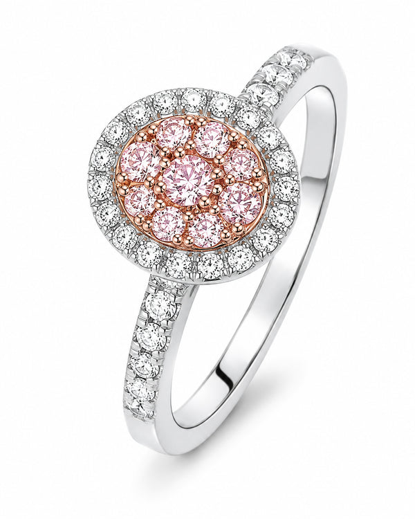 18ct White Gold Argyle Pink Diamond Halo Ring