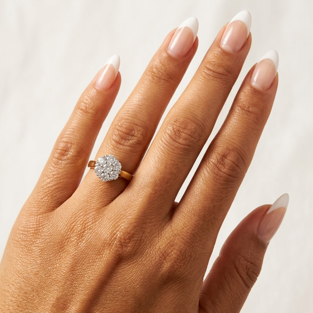 18ct Yellow & White Gold Diamond Cluster Ring