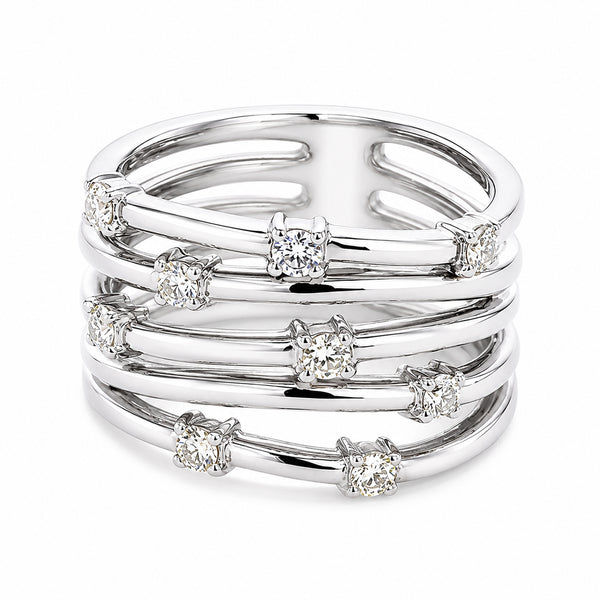9ct White Gold Diamond Open Band Ring