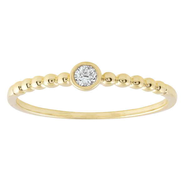 9ct Yellow Gold Bezel Set Diamond Ring