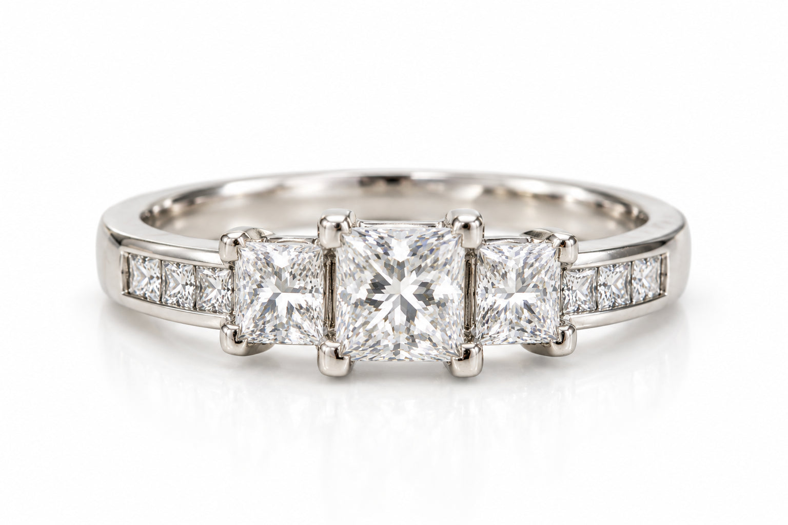 Platinum Lab Grown Diamond Princess Trilogy Engagement Ring