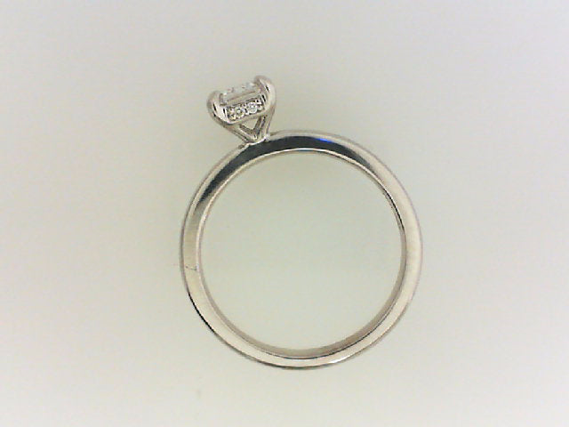 18ct White Gold Emerald Cut Diamond Ring with Hidden Halo