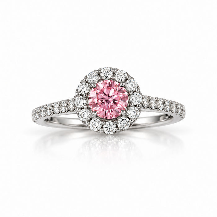 9ct White Gold Pink Lab-Grown Diamond Halo Ring