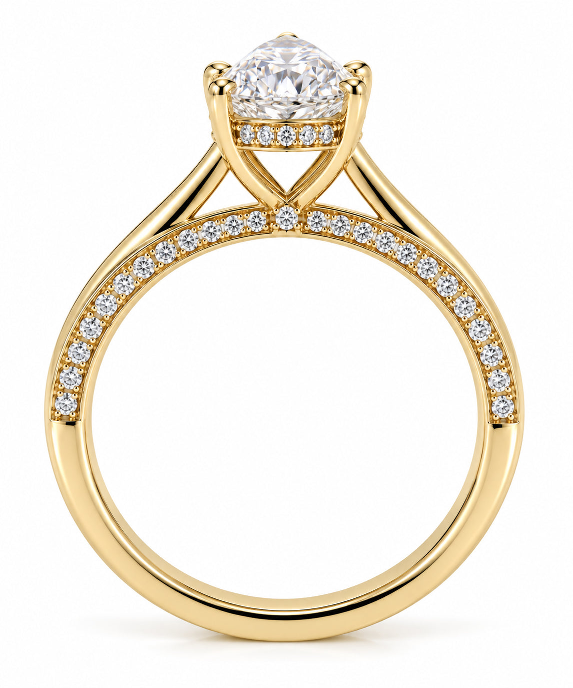 Yellow Gold 1.20ct Pear Lab Grown Diamond Ring With Hidden Halo