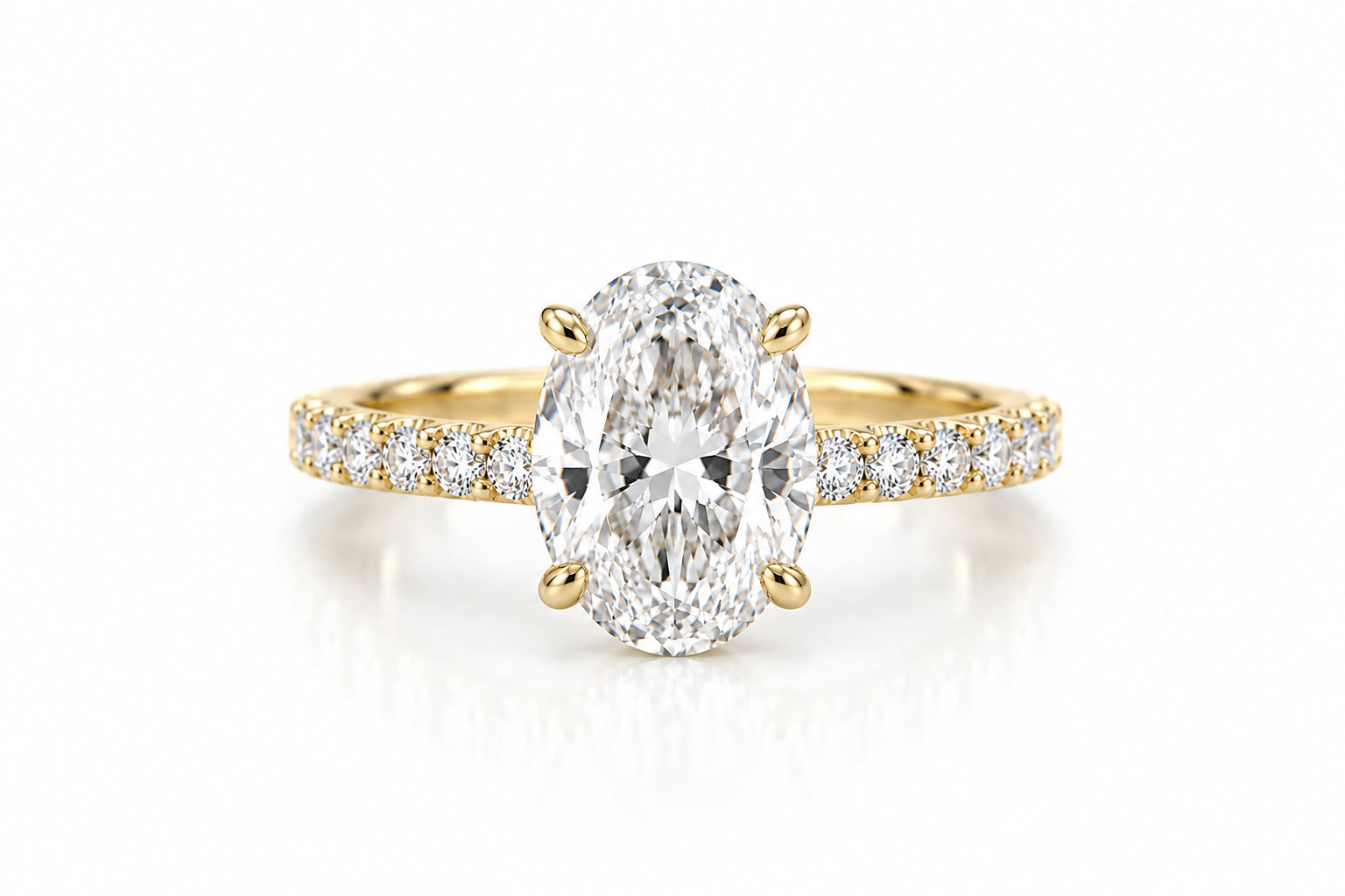 Yellow Gold 3.57ct Oval Lab Grown Diamond With Hidden Halo Engagement Ring