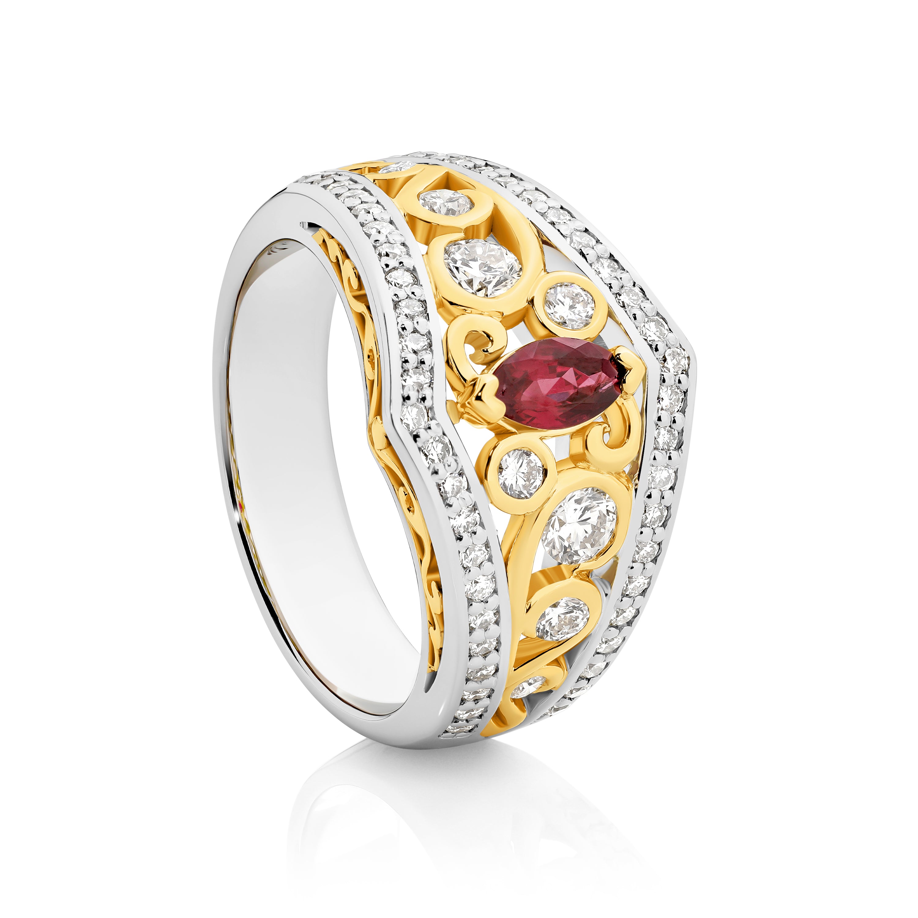 Queens Desire Set with 1x Burmese Ruby and 54x natural diamonds