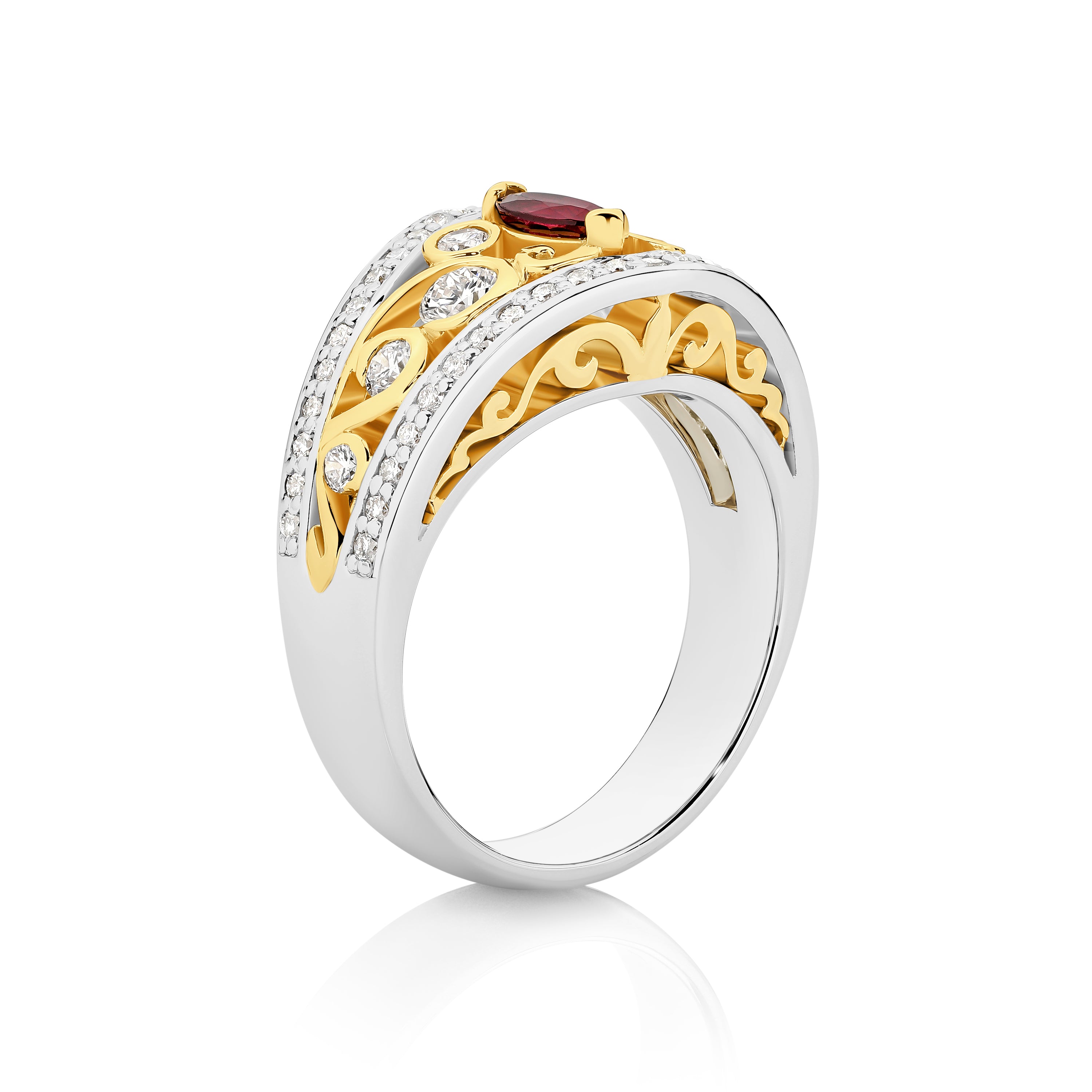 Queens Desire Set with 1x Burmese Ruby and 54x natural diamonds