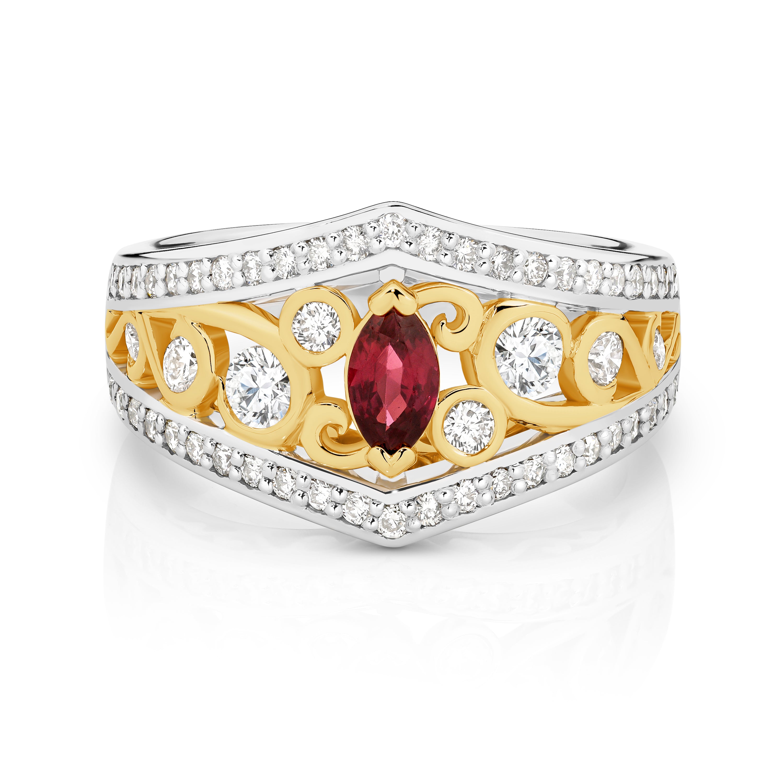 Queens Desire Set with 1x Burmese Ruby and 54x natural diamonds