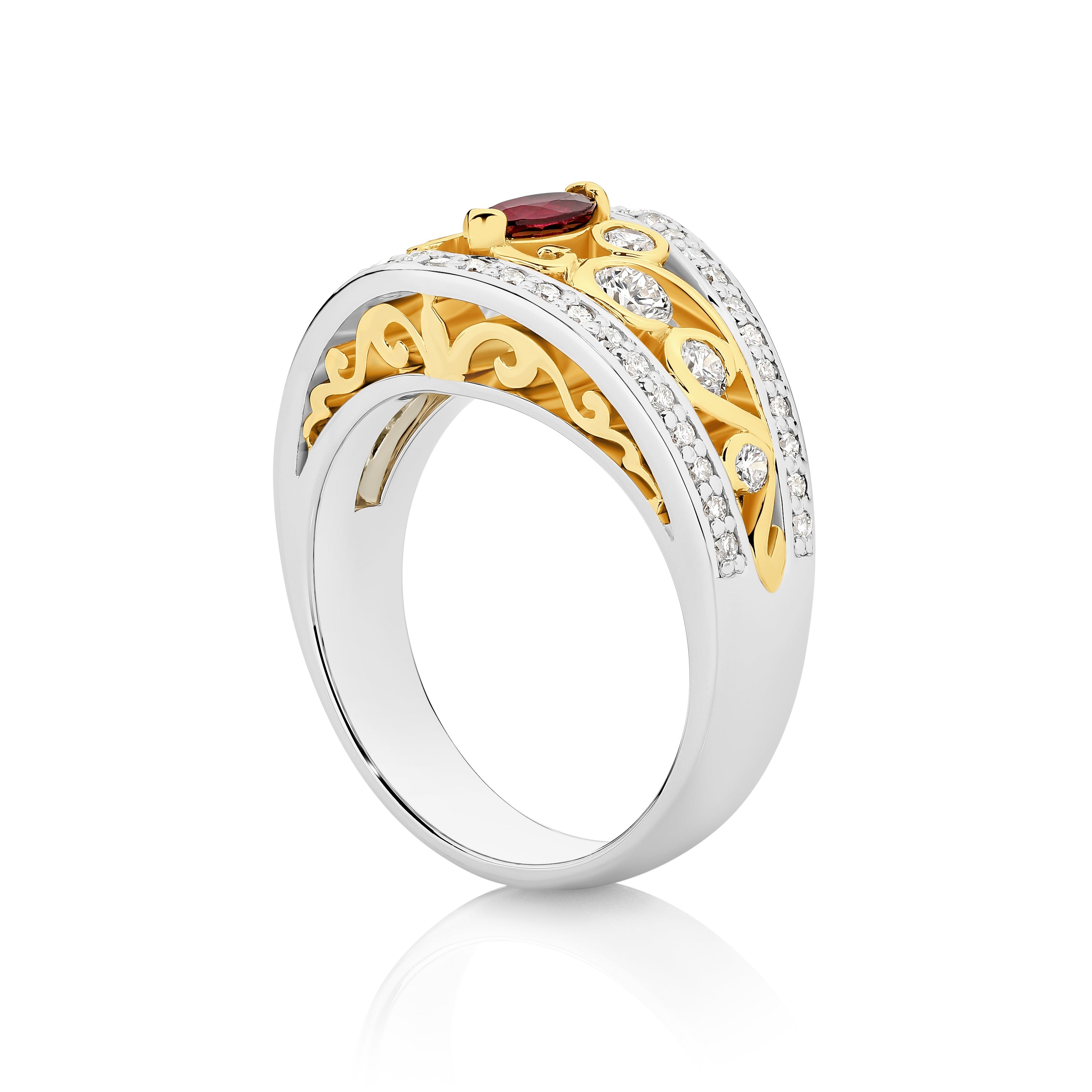 Queens Desire Set with 1x Burmese Ruby and 54x natural diamonds