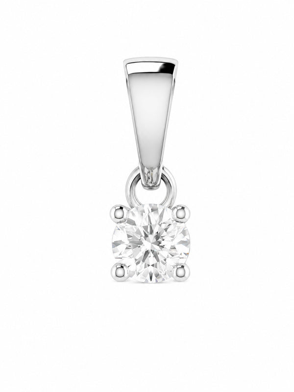 9ct White Gold Solitaire Diamond 0.10ct Pendant