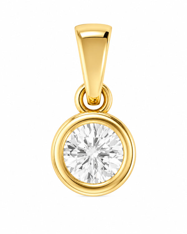 18ct Yellow Gold Bezel Set Solitaire Diamond Pendant