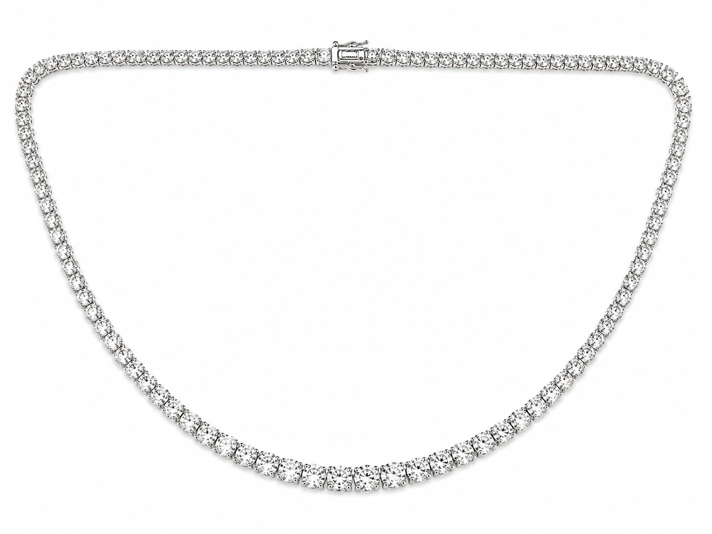 18ct White Gold Graduated Diamond Tennis Necklace – 3.00ct