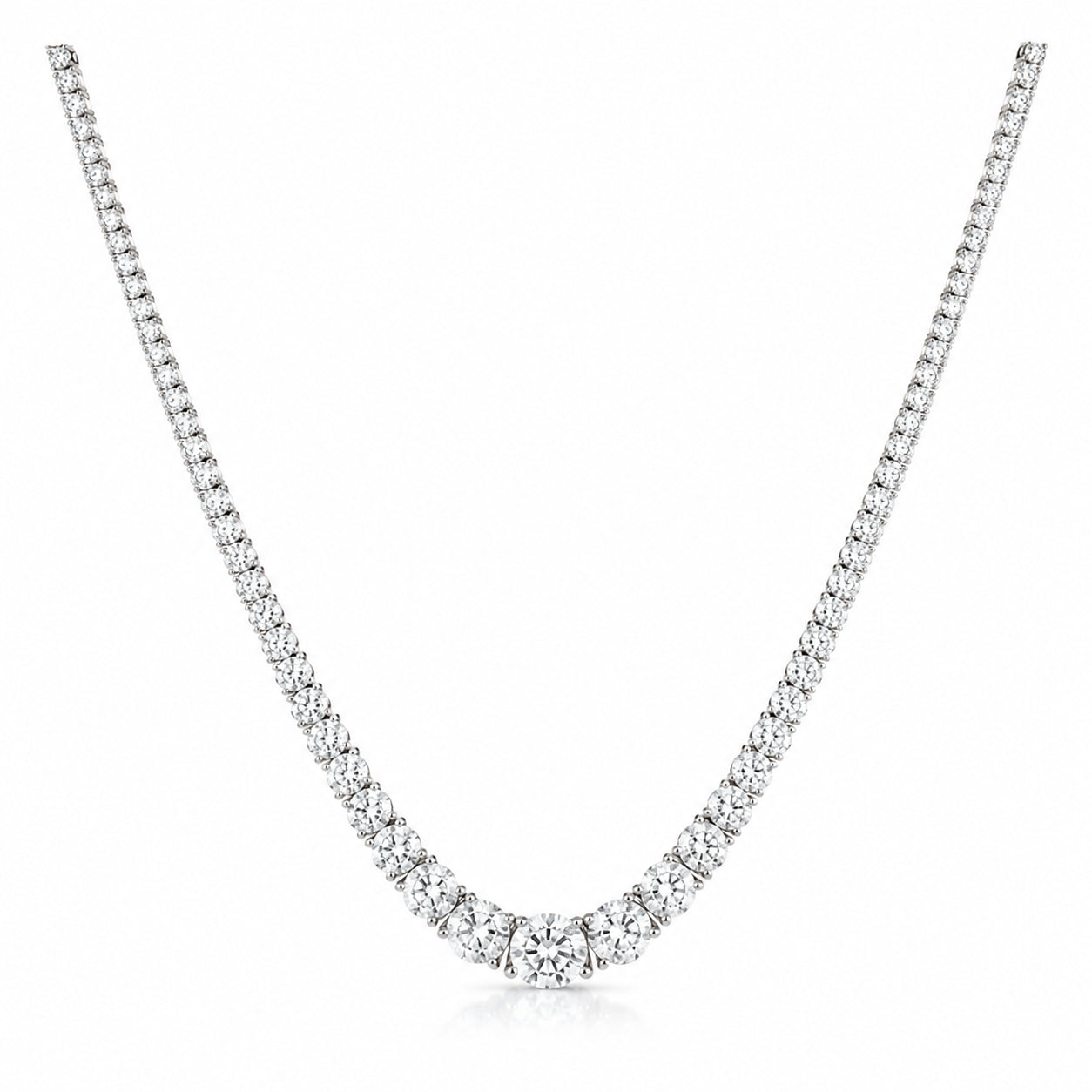 18ct White Gold Graduated Diamond Tennis Necklace – 3.00ct