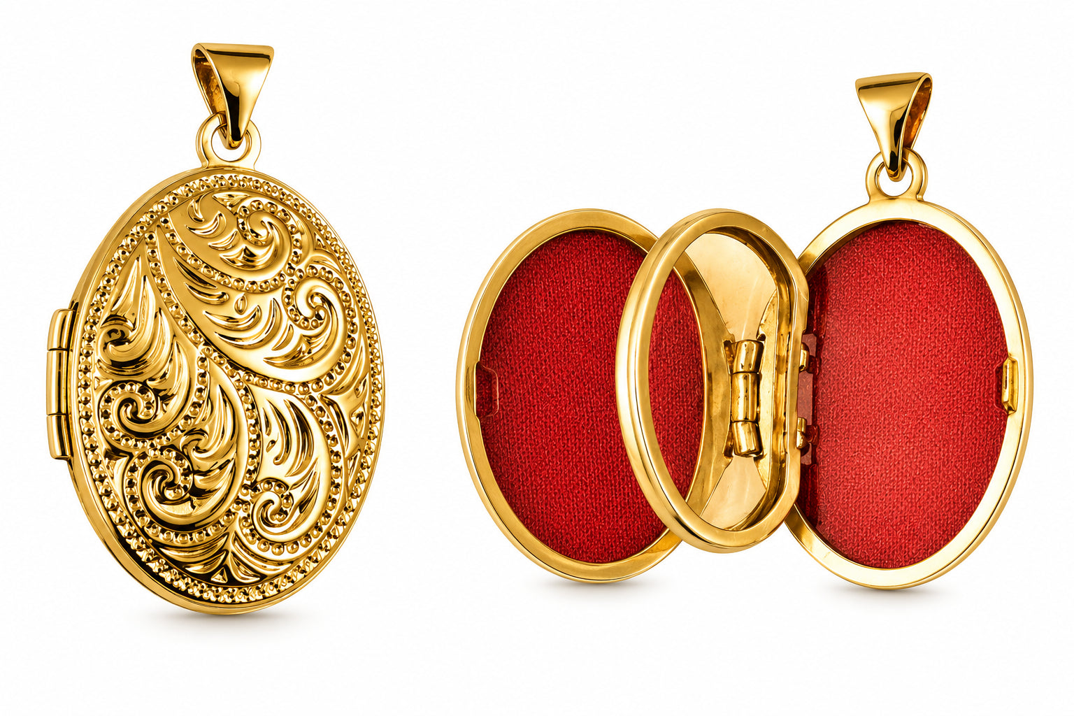 9ct Yellow Gold 32mm Oval 6 Photo Locket