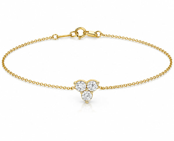 9ct Yellow Gold Diamond Cluster Bracelet