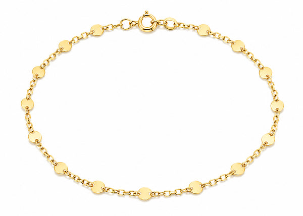 9ct Yellow Gold Flat Disc Bracelet