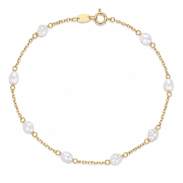 9ct Yellow Gold Baroque Pearl Bracelet