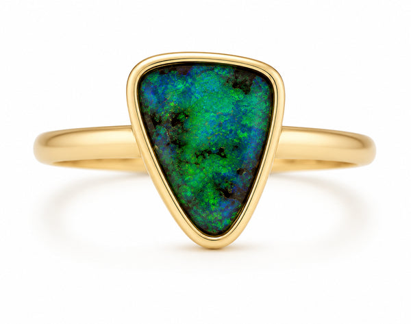 9ct Yellow Gold Solid Boulder Opal Ring