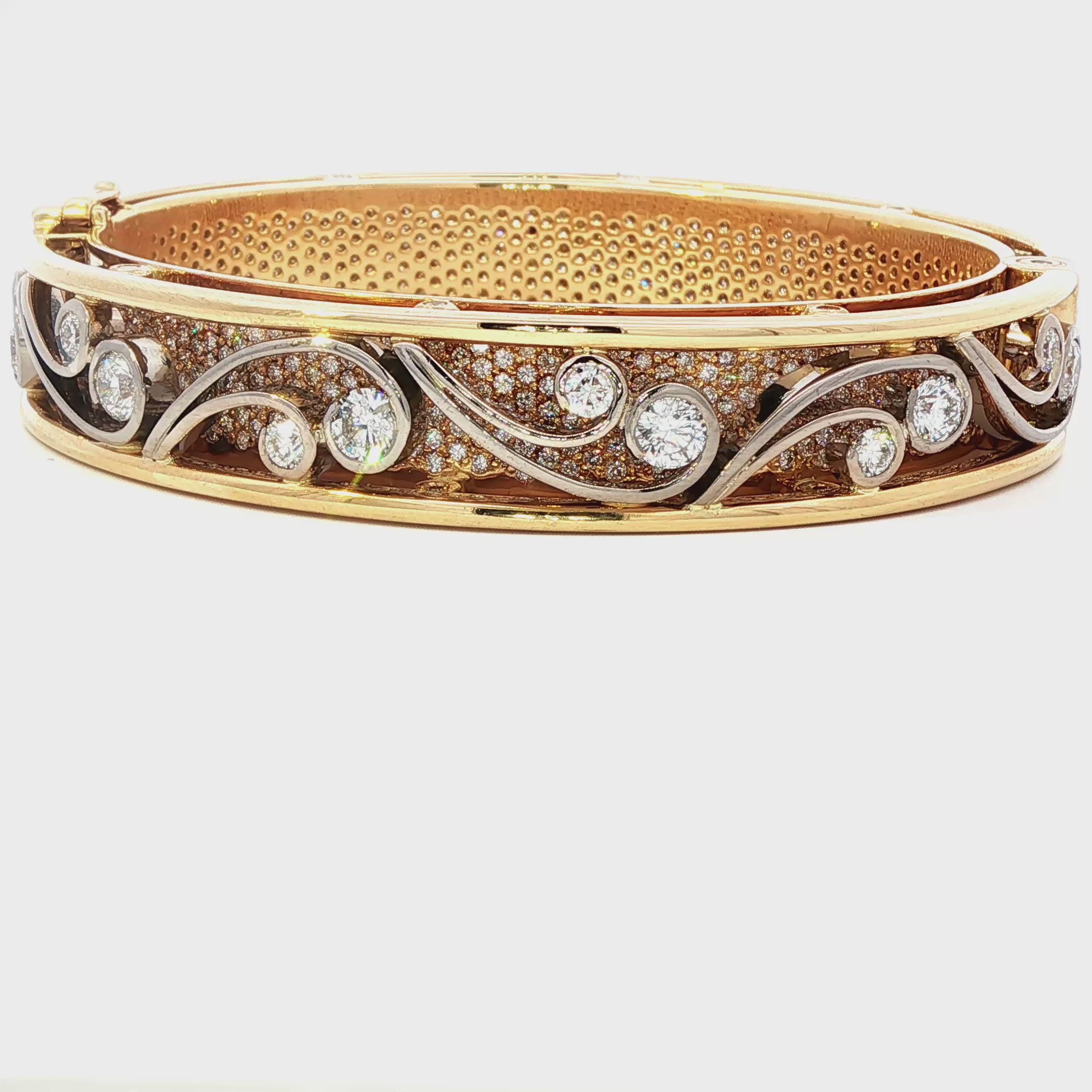 18ct Yellow & White Gold Diamond Bangle