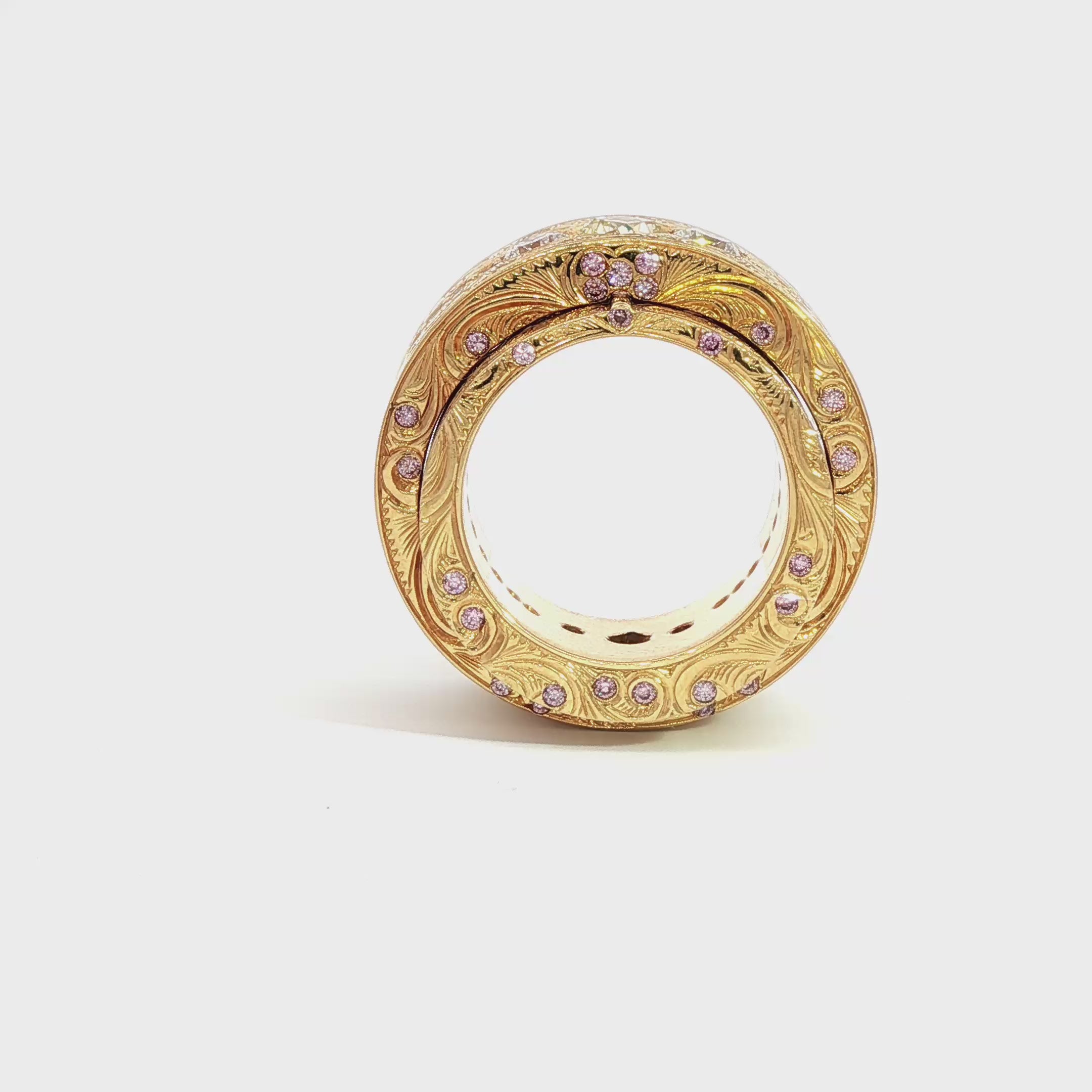 8ct yellow gold engraved Gents & ladies matching diamond wedding ring set
