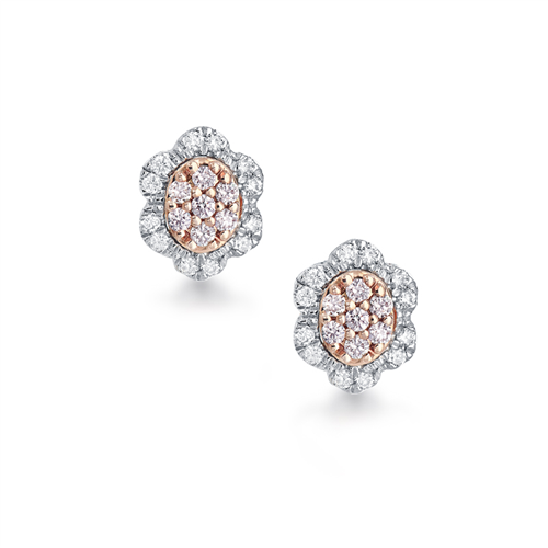 18ct White and Rose gold argyle pink diamond stud earrings