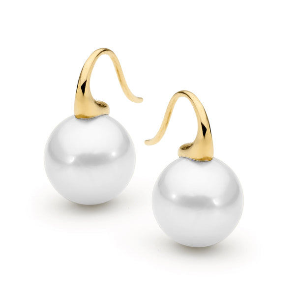9ct Yellow Gold Broome South Sea Pearl Drop Earrings