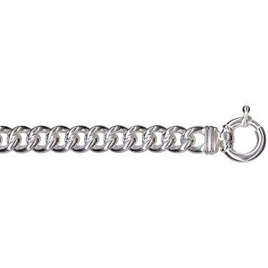 Sterling Silver Heavy Curb Bracelet with Euro Bolt Ring Clasp